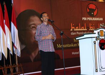 Sambutan Jokowi Halalbihalal PDI Perjuangan (Foto: Dwikis)